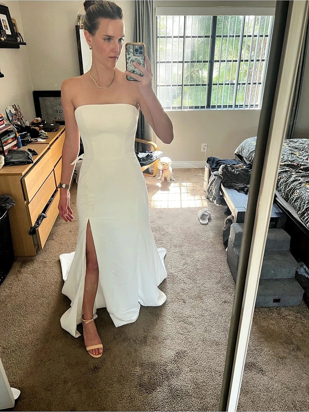 Strapless Wedding Gown in White Size 12